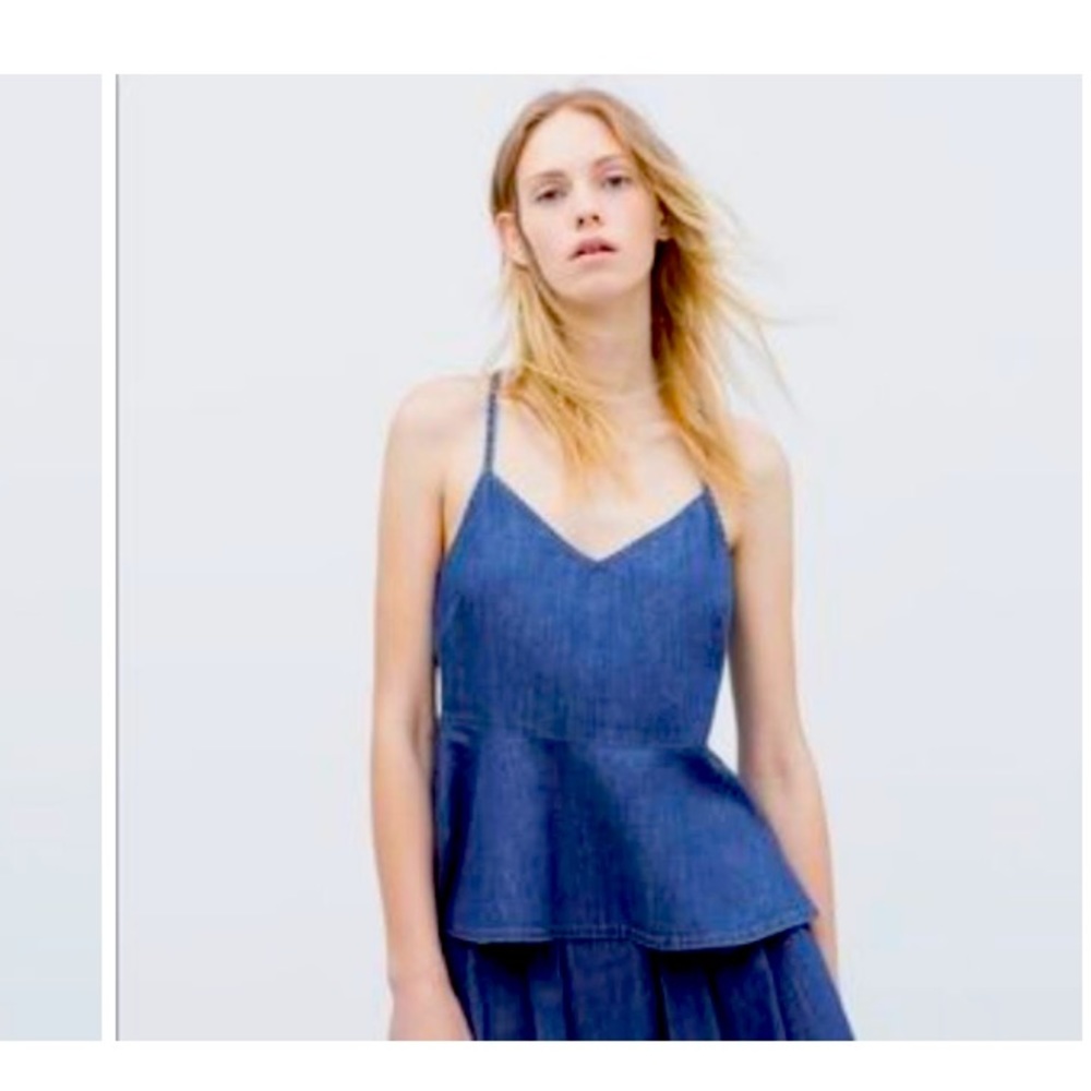 Zara Peplum denim tank top